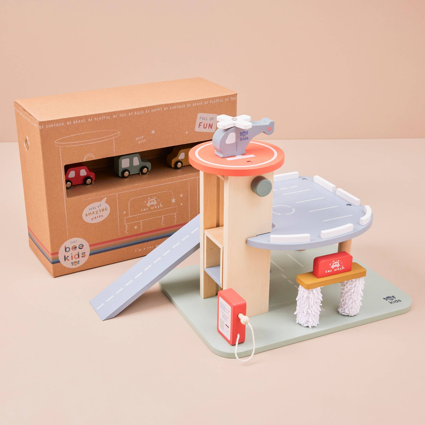 Just Bee Kids Wooden Garage Toy - Wilf & Friends