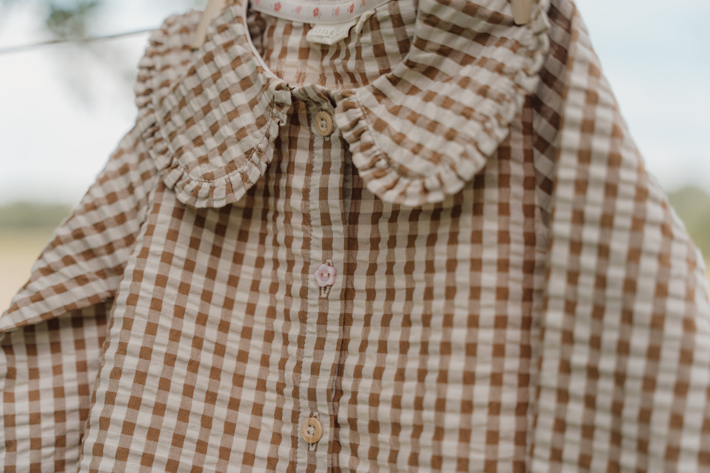 Brown Gingham Check Blouse