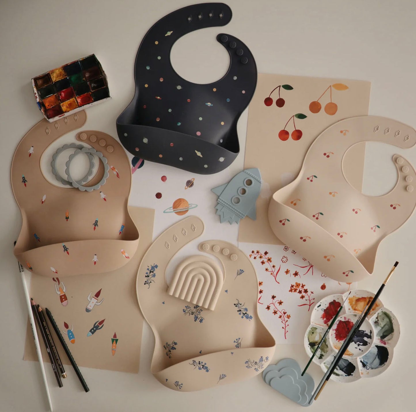Cherries Mushie Silicone Bib - Wilf & Friends