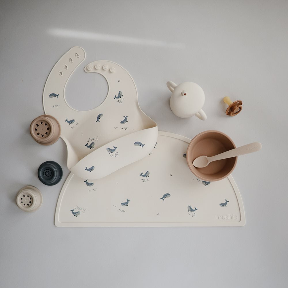 Whales Mushie Silicone Bib