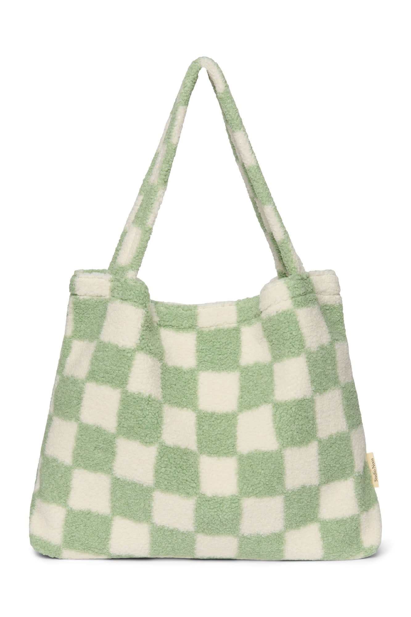 Checked Teddy Oversized Mum Bag - Pistachio