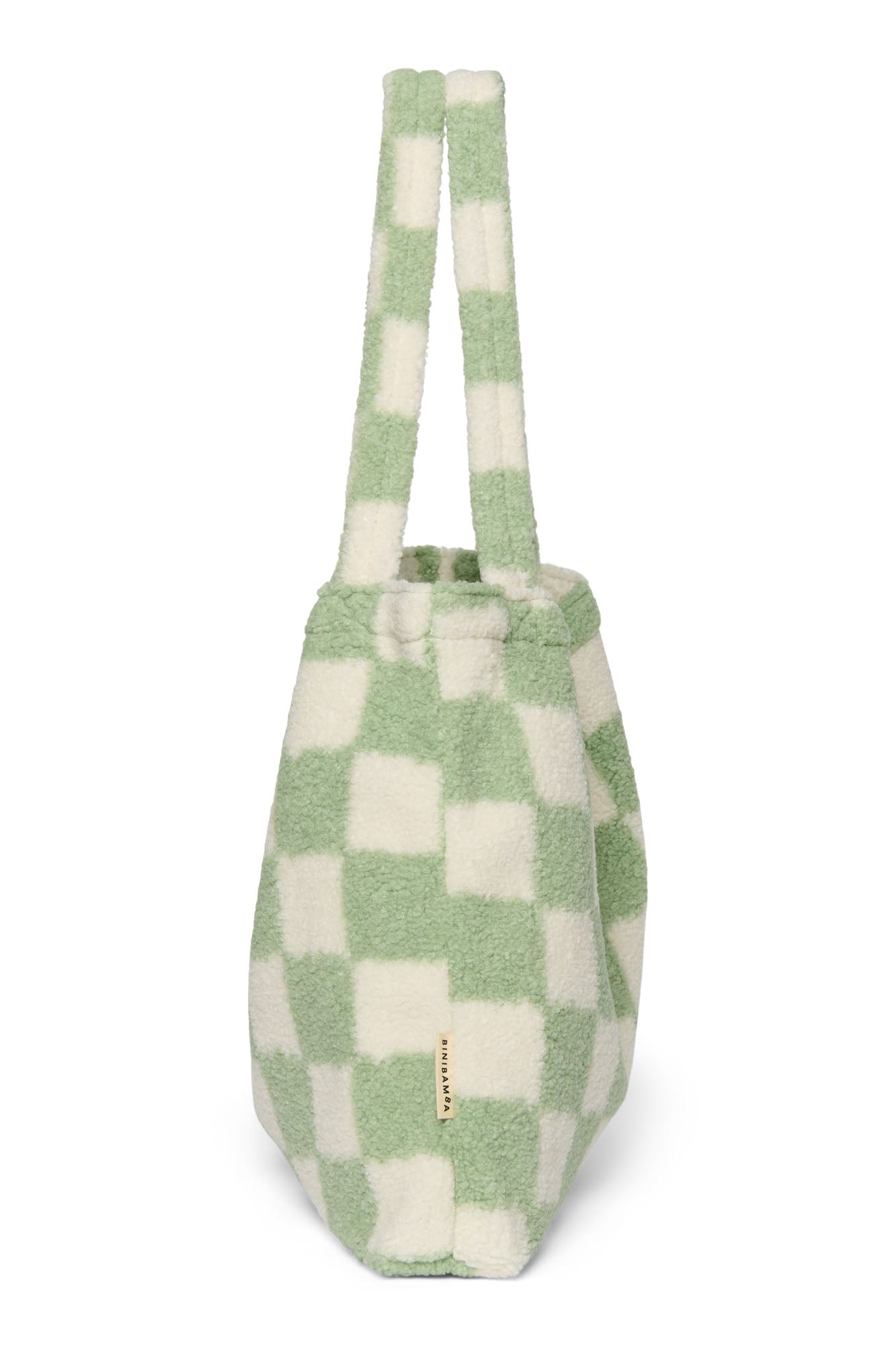 Checked Teddy Oversized Mum Bag - Pistachio