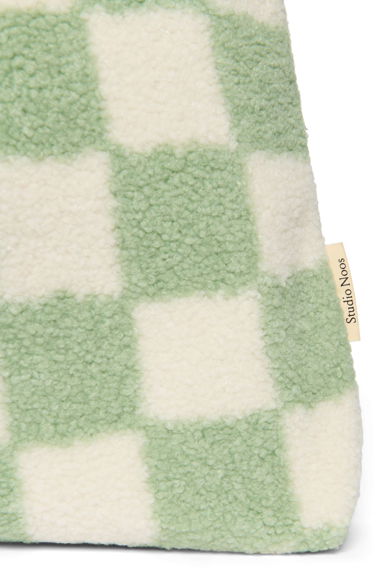 Checked Teddy Oversized Mum Bag - Pistachio