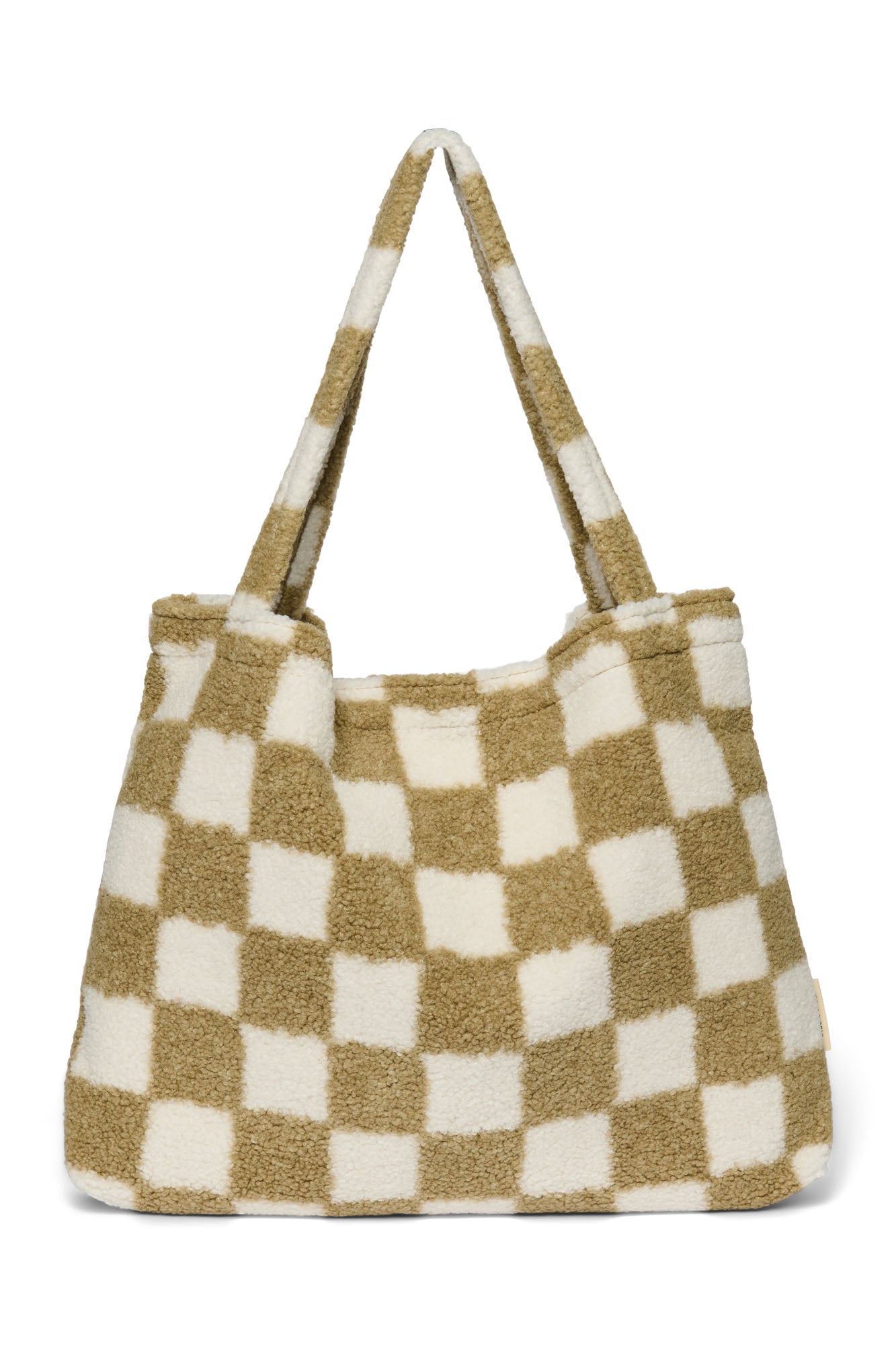 Checked Teddy Oversized Mum Bag - Toast