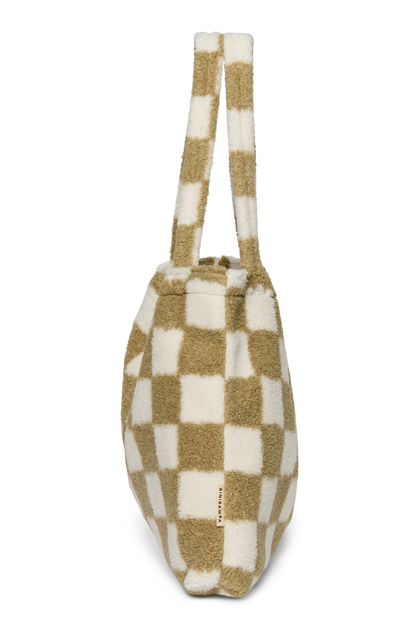 Checked Teddy Oversized Mum Bag - Toast