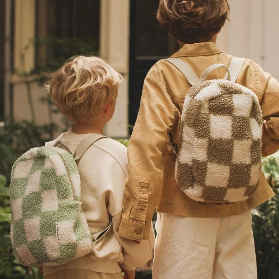 Checked Teddy Mini Backpack - Toast