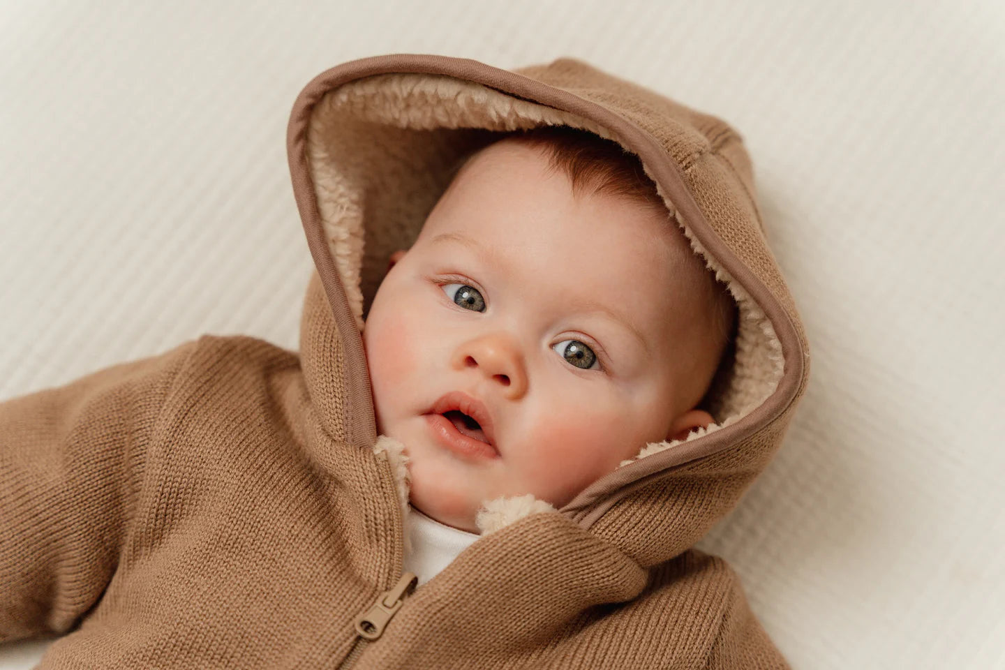 Knitted One Piece Pram Suit - Brown