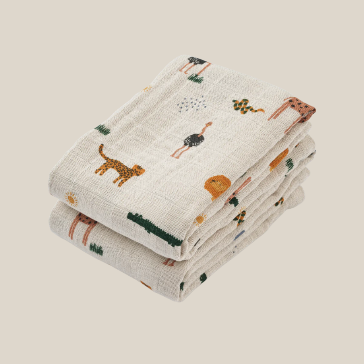 Liewood Lewis Muslin Cloth 2-Pack Safari Sandy Mix