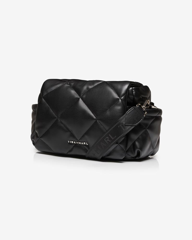 Nova Eco Compact Changing Bag Black Quilted Faux Leather
