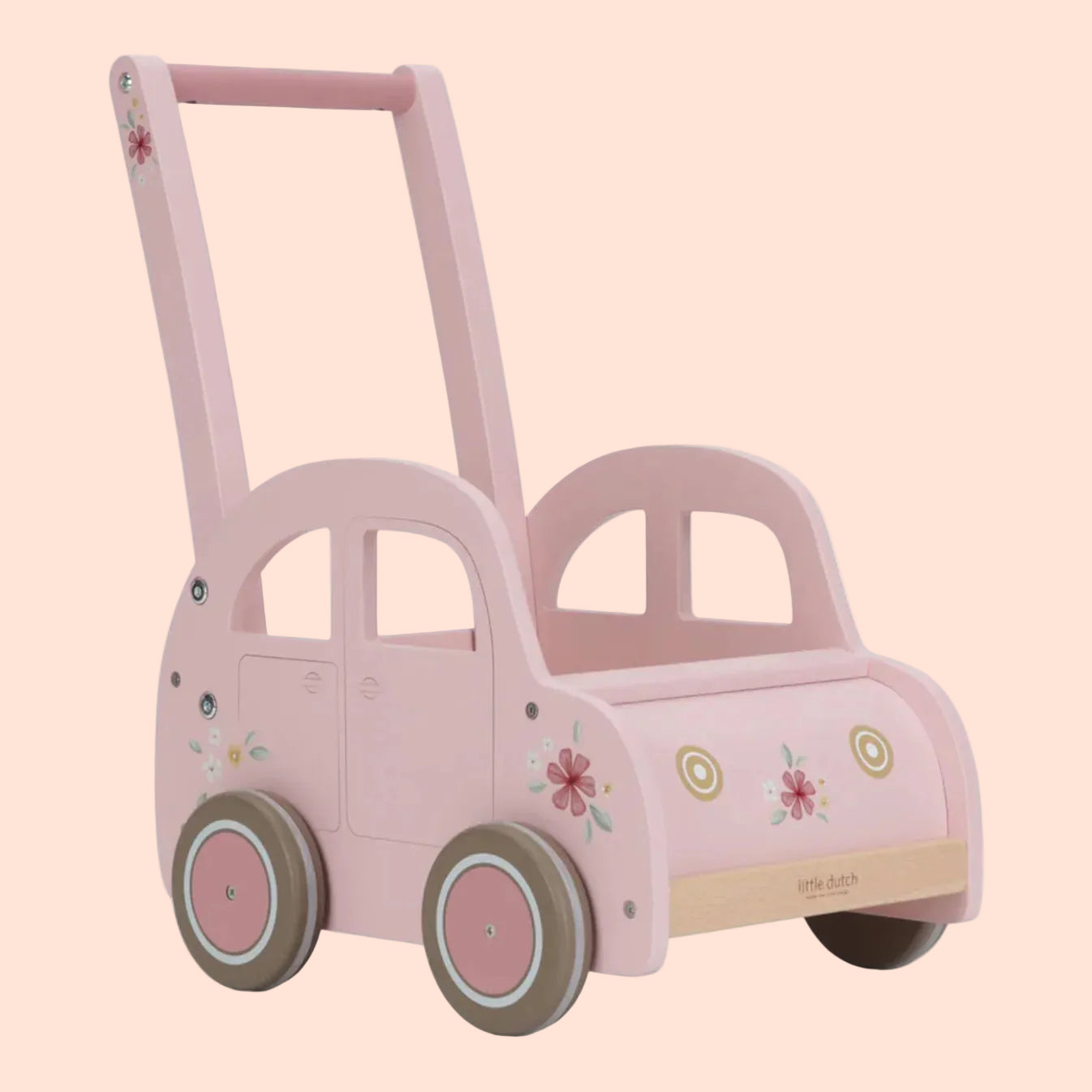 Little Dutch - Baby Walker Pink Car Wagon