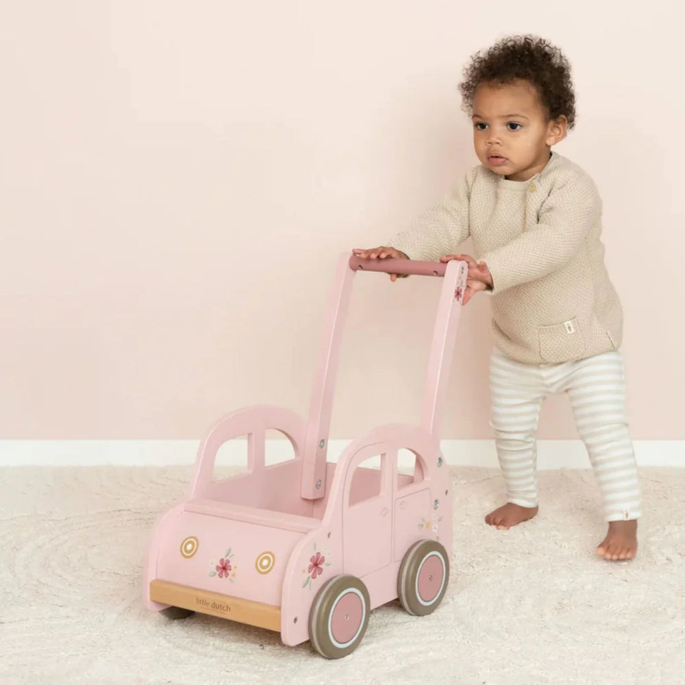 Little Dutch - Baby Walker Pink Car Wagon