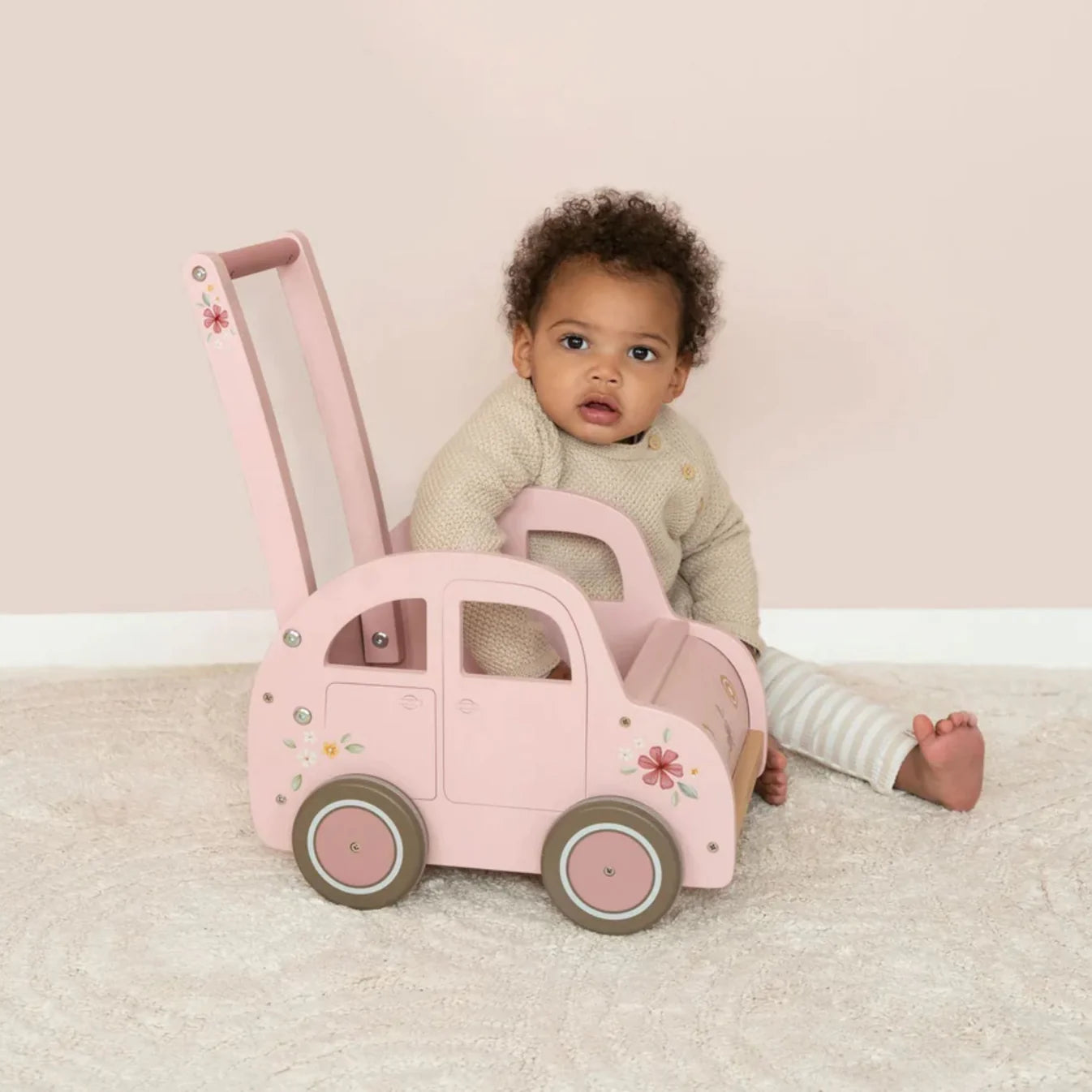 Little Dutch - Baby Walker Pink Car Wagon