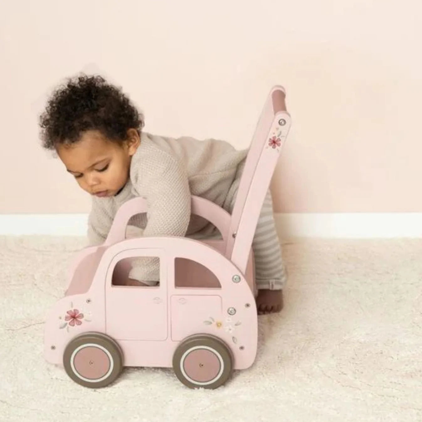 Little Dutch - Baby Walker Pink Car Wagon