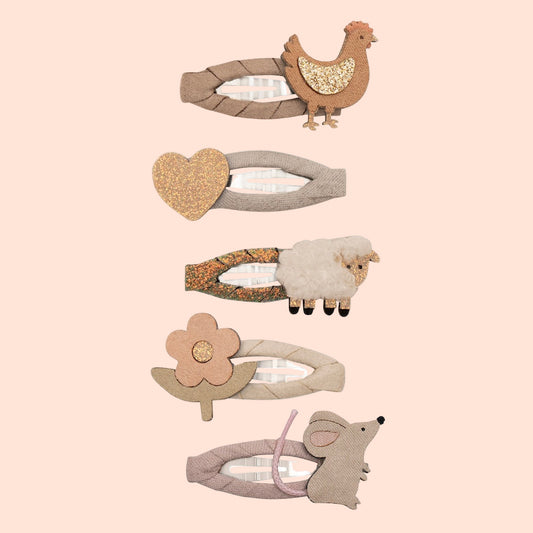 Mimi & Lula Farm Animal Mini Clic Clac Hair Clips - Set of 5