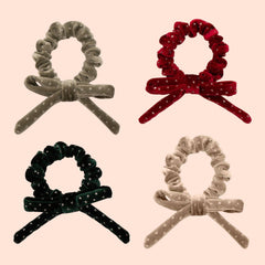 Mimi & Lula Christmas Velvet Bow Scrunchies - Set of 4